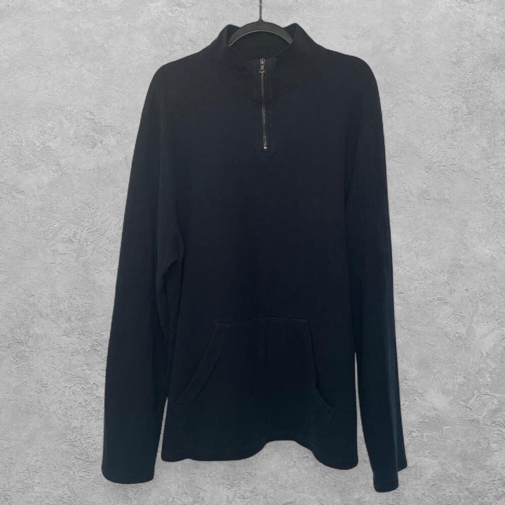 James Perse Mens 1/4 Zip Sweatshirt Pocket Navy XXL Quiet Luxury